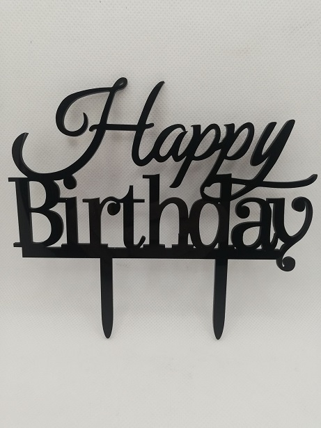 Cake Topper in Plexi Nero Specchiato - Tanti Auguri